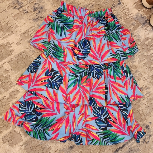 NWT Tabitha Brown × Target Pull On Tiered Vibrant Tropical Floral Midi Skirt XXS - Picture 10 of 14